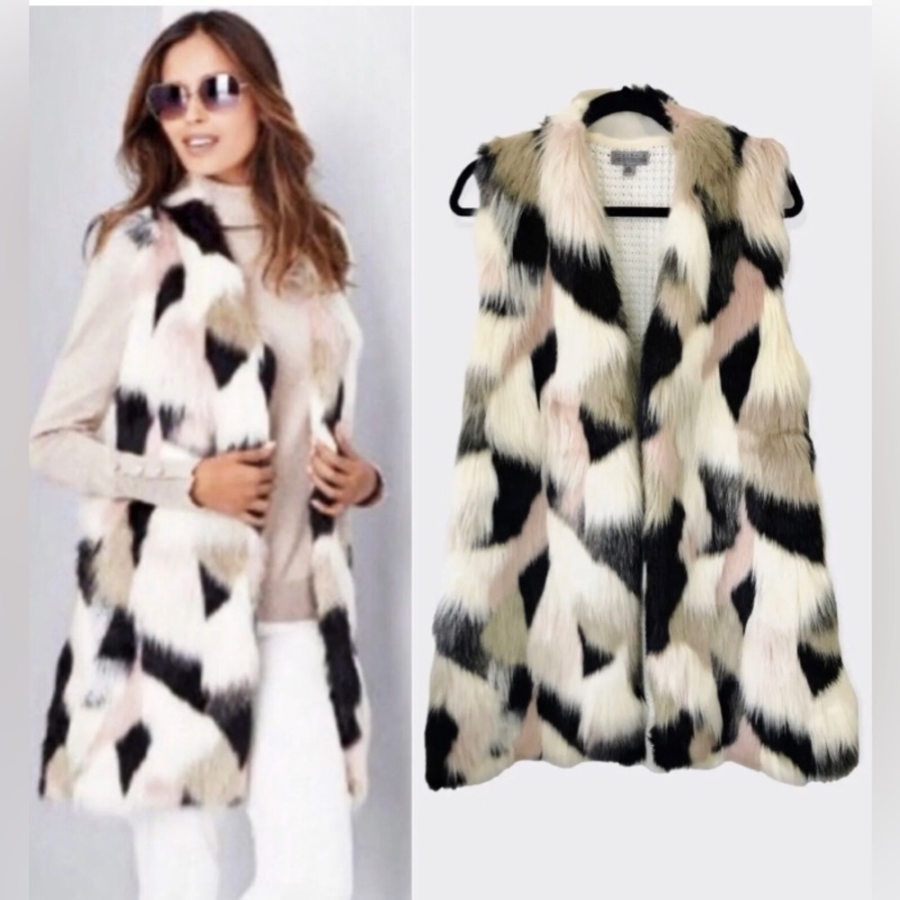 Joseph A Faux Fur Open Front Vest Jacket Size M​​​